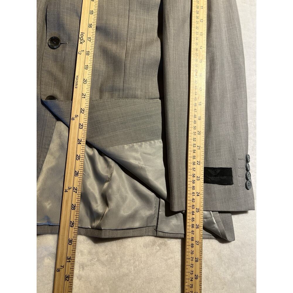 New Giorgio Armani 40R Silver Dove Gray Micro Herringbone Designer Blazer Italy - Picture 16 of 16